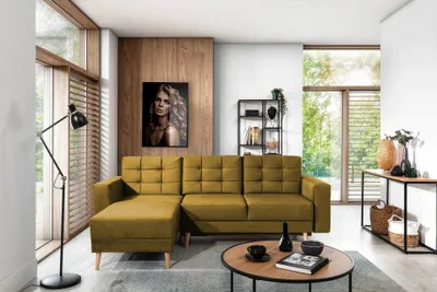 Produktbild von Ecksofa SASHA faltbar, Senfgelb, Breite 248 cm, Tiefe 162 cm, Höhe 93 cm