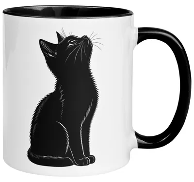 Produktbild von Tasse Katze – „Schwarze Katze“ – lustiger Katzen Geschenk Becher