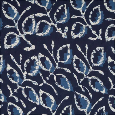 Produktbild von Baumwollstoff Meterware Voile Blätter blau 1,45m