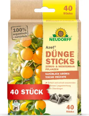 Produktbild von Neudorff  - Azet DüngeSticks für Zitrus- und Mediterranpflanzen 40 Sticks