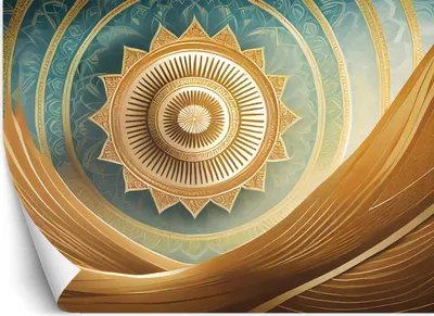 Produktbild von Vlies fototapete Mandala Gold orientalisch 100x70 cm Feeby Gold inkl. Kleber einfache Montage