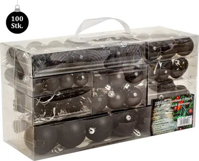 Produktbild von 100 teiliges Set Lamettini Schwarz Weihnachtskugeln Spitze Lametta Anhänger