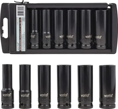 Produktbild von 6-tlg. Kraft Schlagschraubernüsse 1/2 Zoll Set 10 - 21 mm Lang Nüsse 6-Kant für PKW & Nutzfahrzeuge