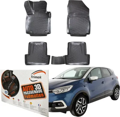 Produktbild von Trimak Autofußmatten kompatibel mit RENAULT CAPTUR 1.Gen (2013 - 2019) Auto Allwetter Gummimatten