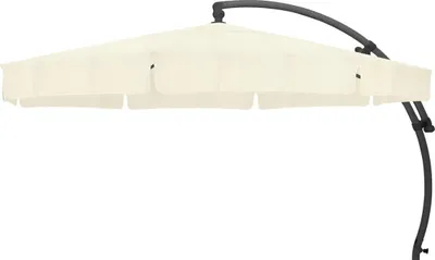 A beige cantilever umbrella with an anthracite pole against a white background.