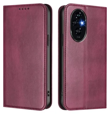 Produktbild von Handyhülle für Honor 200 Pro, Vintage Leder RFID Schutz Kartenfach Standfunktion Magnetische Klapphülle Rot