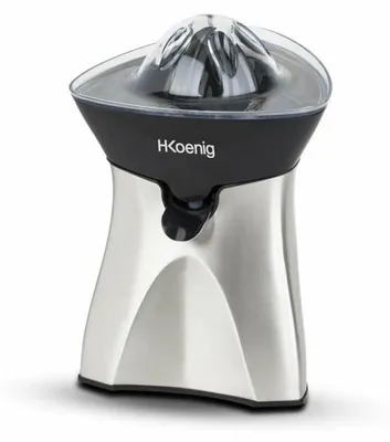 Image de H.Koenig presse-agrumes, AGR60, système anti-goutte, silencieux, facile à nettoyer, lavable en machine, 2 cônes, sans BPA, facile à utiliser, argent, noir