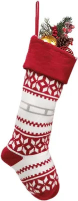 Productafbeelding van Kerstkousen - 46 cm - Gebreide kerstsokken - Grote decoratie met klassieke patronen - Hangende haardornamenten 1