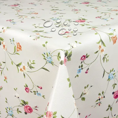 Produktbild von DecoHomeTextil Wachstuch Wachstischdecke Tischdecke Gartentischdecke gefaltet BlumenBeige 130 cm x 180 cm Eckig