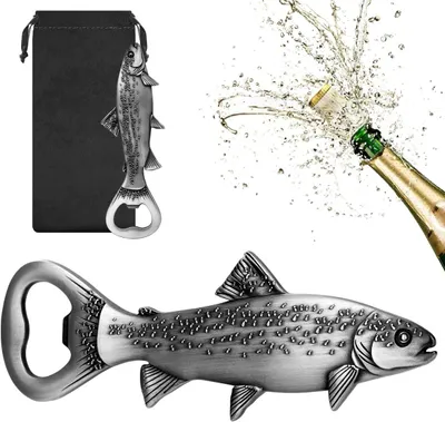 Productafbeelding van Bier flesopener vis - Biercadeaus voor vissers - Cadeau-idee hengelaccessoires - Visdecoratie geschenken voor hengelmannen - Vaderdagcadeau