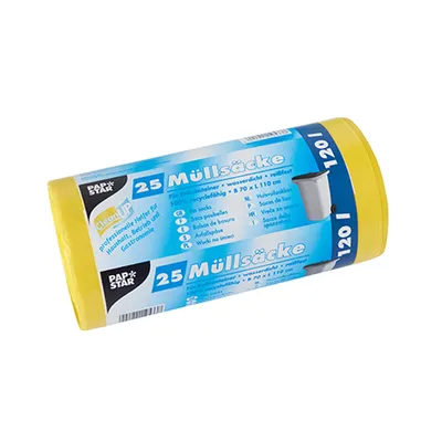 Produktbild von 25 pytlů na odpadky, HDPE 120 l 110 cm x 70 cm žlutý