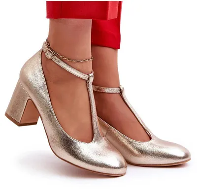Produktbild von Pumps aus Kunstleder mit Blockabsatz in Gold Raniyah 36