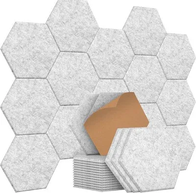 Productafbeelding van Famanu Akoestische panelen, 12 stuks, zeshoekig, grijs - Geluidsabsorberende panelen