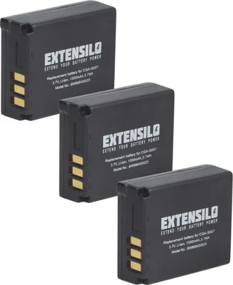 Produktbild von EXTENSILO 3x Akku kompatibel mit Panasonic Lumix DMC-TZ4, DMC-TZ3, DMC-TZ11, DMC-TZ5, DMC-TZ2, DMC-TZ1, DMC-TZ15 Kamera (1000 mAh, 3,7 V, Li-Ion)