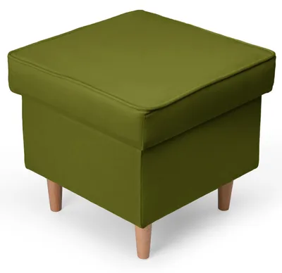Produktbild von MG Design Samt Sitzhocker in Grün 45 x 45 cm - Gepolsterter Polsterhocker mit Holzbeinen für Wohnzimmer, Schlafzimmer oder Flur