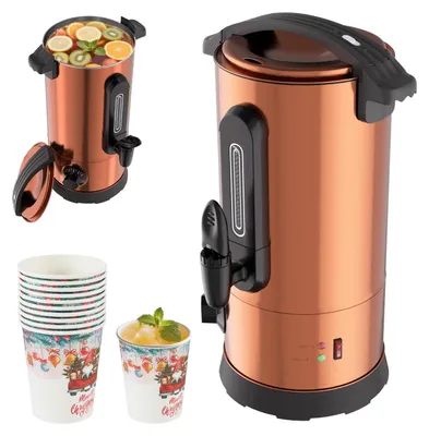 Produktbild von Vigevee 8L Glühweinkocher 1500W, Edelstahl-Heißgetränkespender mit Thermostat, Zapfhahn, Sichtfenster, Kupfer