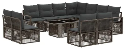 Produktbild von vidaXL Gartensofa-set 12 Stk. Grau und Dunkelgrau Poly-Rattan