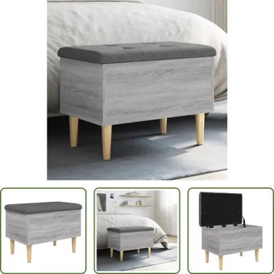 Image de The Living Store Banc avec espace de rangement Gris Sonoma 62x42x46 cm Matériau dérivé du bois