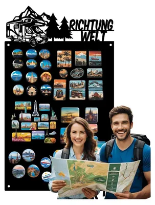 Produktbild von Anwicar Magnettafel - Magnetische Pinnwand mit Camper-Motiv - 30x50 cm - Schwarz