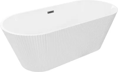 Immagine prodotto di Mexen Yara vasca da bagno indipendente scanalata 170 x 75 cm, bianca, troppopieno grigio canna di fucile spazzolato