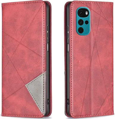 Produktbild von Mobigear Rhombus Slim  Motorola Moto G22 Hülle Klapphülle - Rot