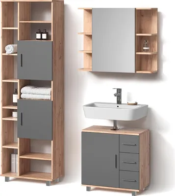 Produktbild von Badmöbel-Set Livinity Eisak Eiche 3 Teile, mit Unterschrank 60 cm, Model 52540