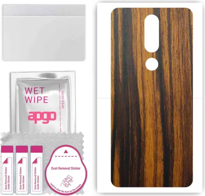 Produktbild von apgo Rückseite Schutzfolie, Skin, kompatibel mit Nokia 5.1 Plus (Nokia X5), Hinten Displayschutzfolie aus Vinylfolie, kratzfest, einfache Montage - Tigerwood