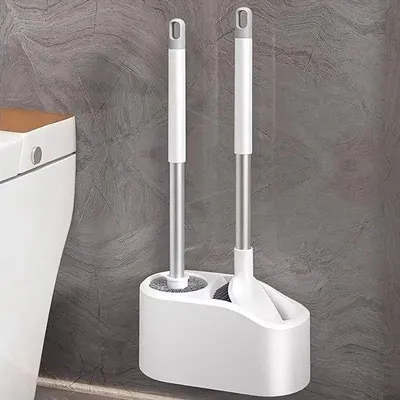 Image de Brosse de nettoyage pour salle de bains, longue, fixation murale, kit de nettoyage, sans recoins