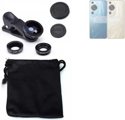 Produktbild von K-S-Trade Smartphone Kamera Linsen Set Kompatibel mit Huawei P60 Pro 3in1 Clip-On Kamera Adapter Macro Weitwinkel FishEye Fischauge Objektiv Linse