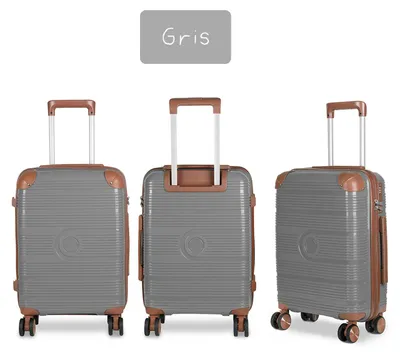 Obrázok produktu pre Kufor – príručný kufor – polyester – pevné kolieska – zámok – teleskopická rukoväť – 54 x 36 cm – sivá farba