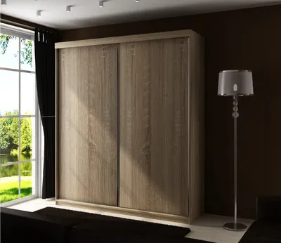 Produktbild von KIER FURNITURE Kleiderschrank mit Schiebetüren TOP, Schlafzimmer Schrank, Garderobeschrank, Flurschrank Sonoma-Eiche 150x200x62cm