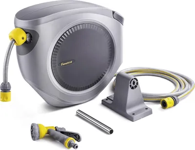 Produktbild von FANZTOOL Schlauchbox Set 35 m+2 m, mit Wandhalterung, 8-Funktionsbrause, Auto-Einzug, 180° schwenkbar, RoHS