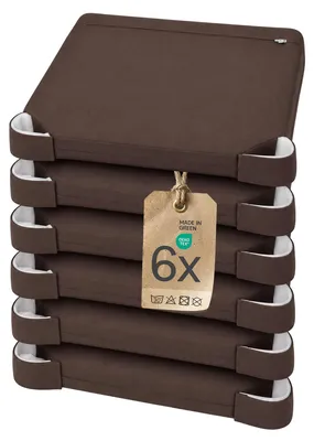 Produktbild von Sitzkissen Stuhlkissen Indoor & Outdoor 6er Set 40x40 cm - Braun - etérea Ella Stuhl Kissen Auflage