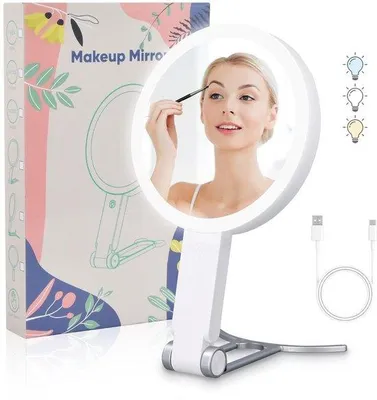 Image de Miroir à main avec éclairage et grossissement - Pratique et polyvalent - Pièce unique