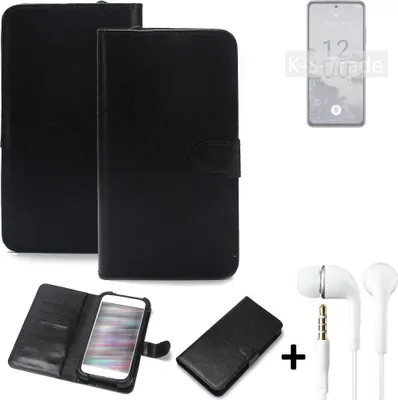 Produktbild von K-S-Trade Wallet Case Handyhülle kompatibel mit Nokia X30 5G Schutzhülle Flip cover Flipstyle Tasche Hülle Flipcover Slim Bumper schwarz + in ear
