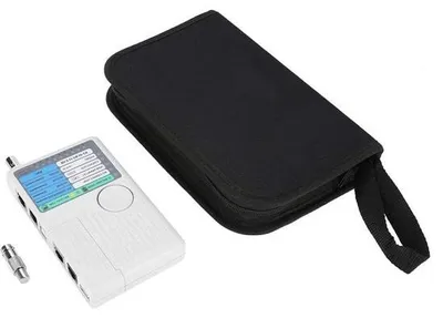 Obrázek produktu pro Tester síťových kabelů 4 v 1, přenosný, RJ11, RJ45, USB, BNC, LAN, černý