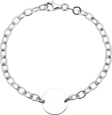 Produktbild von Rhodiniertes 925er Silber Armband mit rundem Schmuckelement