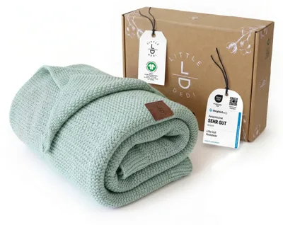 Produktbild von Baby Strickdecke, %100 Baumwolle, Atmungsaktiv, 80x100cm, Hellgrün