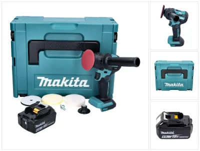Obrázek produktu pro Akumulátorová leštička Makita DPV 300 G1J 18 V 50 / 80 mm bez kartáčů + 1x akumulátor 6,0 Ah + Makpac - bez nabíječky