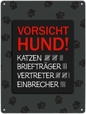 Produktbild von Vorsicht Hund mit Strichliste Metallschild XXL