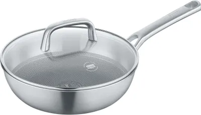 Produktbild von Wokpfanne mit Glasdeckel 26 cm, poliert - Tricion Resist b.nature