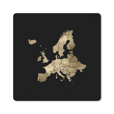 Produktbild von MuchoWow® Mauspad Mousepad Europa Karte - Gold - Schwarz 30x30 cm - Mousepads - Maus Mat - Pad - Mausunterlage - Gaming