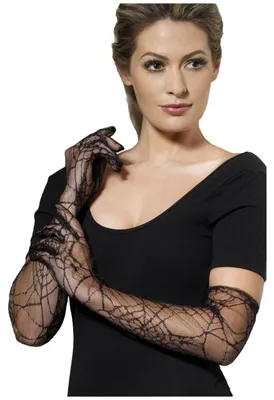 Produktbild von Lange Spinnennetz Spitzenhandschuhe für Halloween