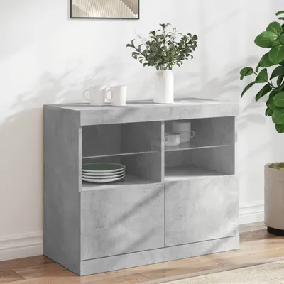 Produktbild von vidaXL Sideboard mit LED-Leuchten Betongrau 81x37x67 cm