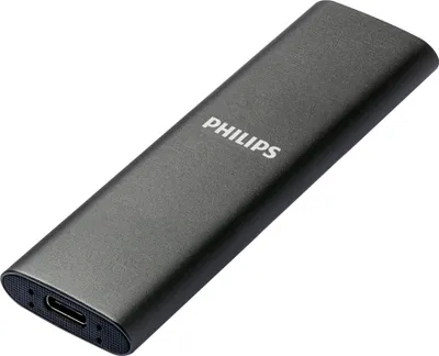 Image de Philips Disque dur externe portable SSD 250 Go - Ultra Slim SATA Ultra Speed USB-C, vitesse de lecture jusqu'à 540 Mo/s, aluminium