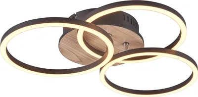 Image de Plafonnier LED CIRCLE 27 W, de 2 700 à 6 000 K, 3 200 lm, métal, bois clair et noir, dimensions : 9,5 x 43,5 x 43,5 cm, IP20, RL