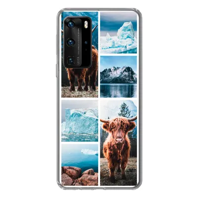 Produktbild von MuchoWow® Handyhülle Schutzhülle Hülle für Huawei P40 Pro Schottischer Highlander - Eiscreme - Collage Silikon Softcase Handy Hülle - Schutz