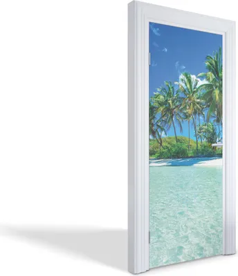 Produktbild von Selbstklebende Türfolien Kreativ Türtapeten Wandsticker - Tropischer Strand - 75 x 205 cm