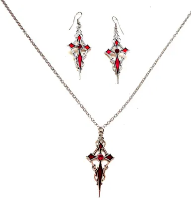 Productafbeelding van Ketting en oorbellen set, gotisch vampierdesign, sieraden voor Halloween