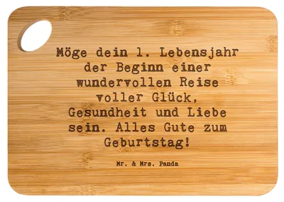Produktbild von Mr. & Mrs. Panda jausenbrett Spruch 1. Geburtstag Reise - Transparent - Geschenk, Holzbrett, Holzbrettchen, Frühstücksbrettchen, Meilenstein, Schneidebrett, Lebensjahr